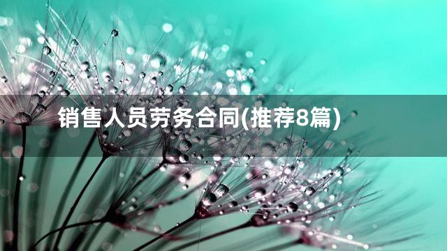 销售人员劳务合同(推荐8篇)