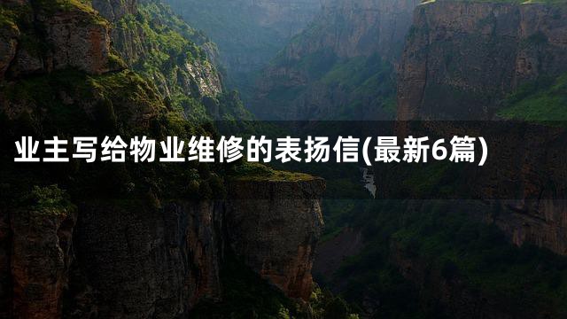 业主写给物业维修的表扬信(最新6篇)