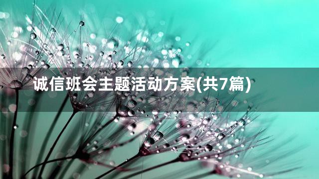 诚信班会主题活动方案(共7篇)