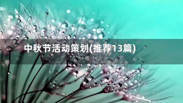 中秋节活动策划(推荐13篇)